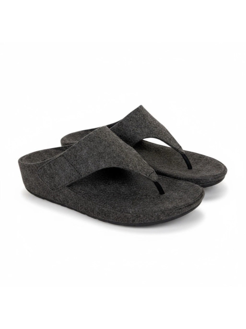 Fitflop Womens Shuv EO1 Thong Slide Platform Felt Sandals Slippers Gray Size 11